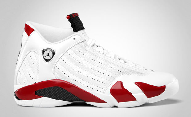 white and red jordan 14s
