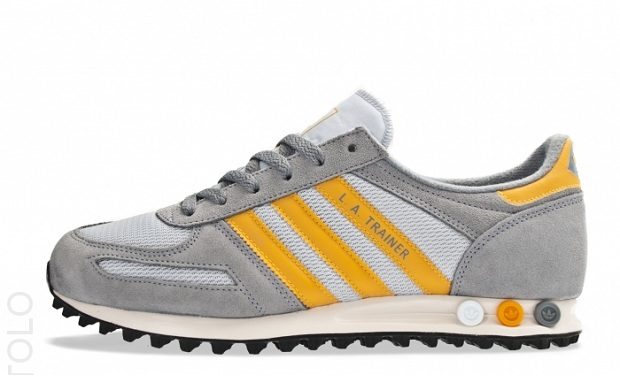 Grey and top yellow adidas trainers