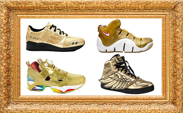 all gold shoes