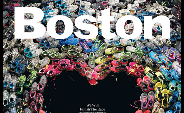 New Boston Magazine Cover Features Sneakers Worn in the Boston Marathon