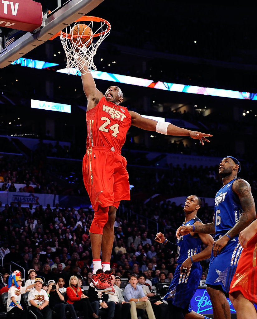 Kobe Bryant in the Women's Cloudmonster Running Frost Cobalt "All-Star" (photo by Kevork Djansezian/Getty Images via Zimbio)