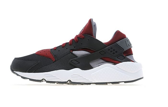 grey and red huaraches