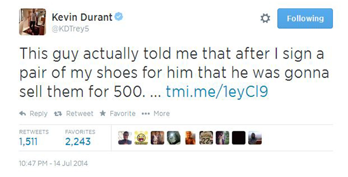 Kevin Durant Snubs Sneaker Reseller
