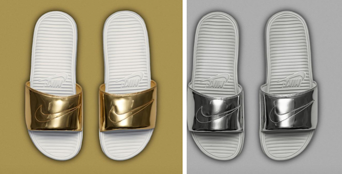 Nike Sandles Metallic Silver Gold 1 700x357