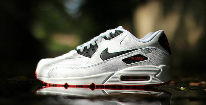 Nike Air Max 90 Leather White/Black/Red 