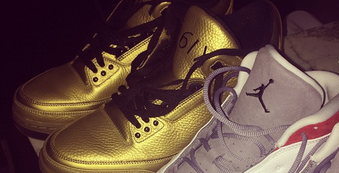 Drake Previews Gold Air Jordan 3 PE Nice Kicks