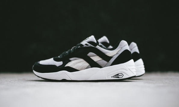 puma trinomic r698 black white