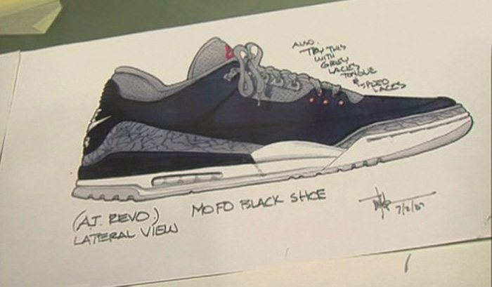 Tinker Hatfield's sketch of the Nike Air via Jordan 3 (1987)