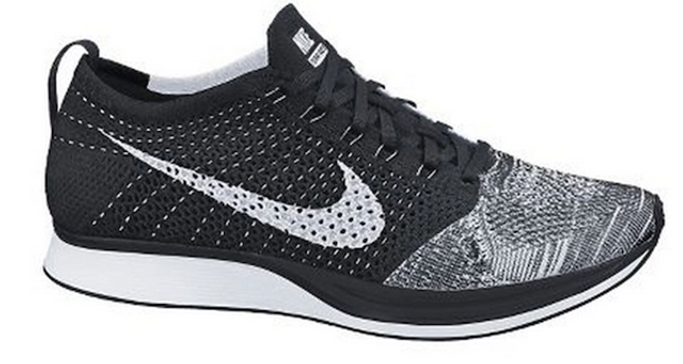 nike flyknit racer black and white