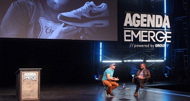 Tinker Hatfield on stage at Agenda Emerge