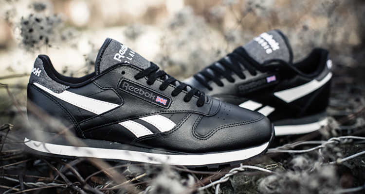 reebok classic leather black on feet