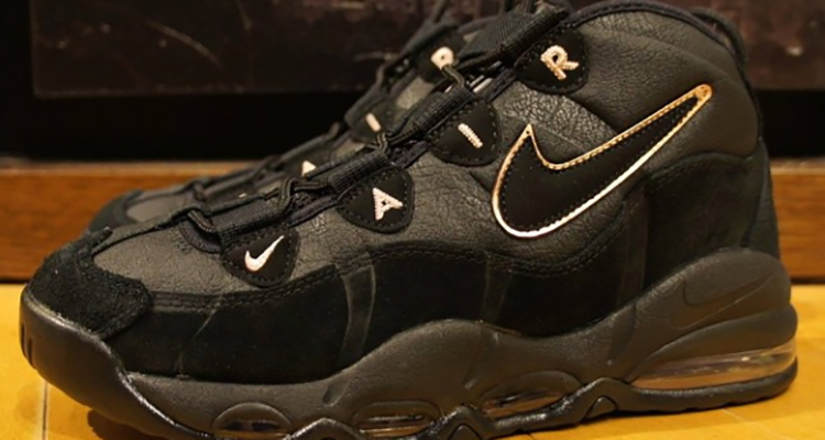 nike air uptempo black and gold