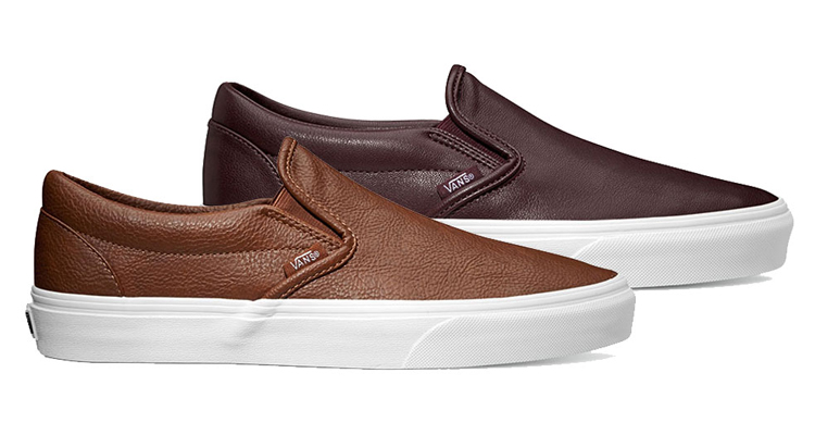 Vans slip ons leather clearance