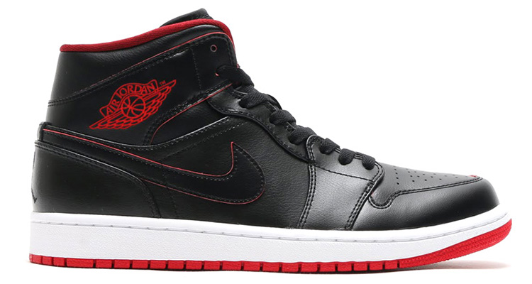 Air Jordan 1 Mid Black Black White Gym Red Nice Kicks