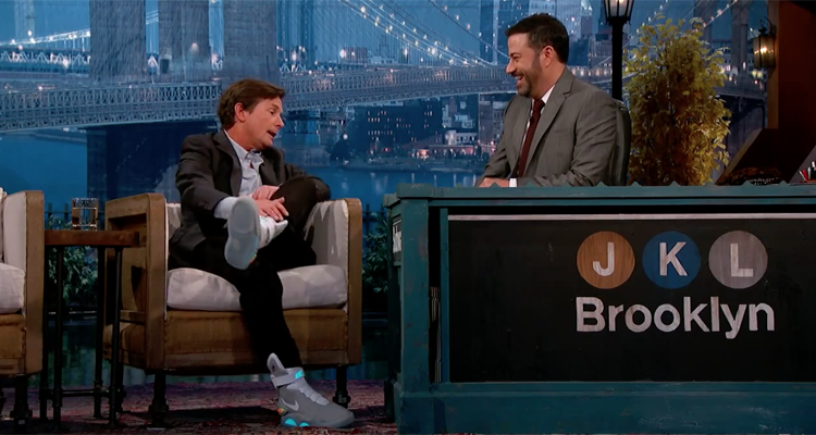 Michael J. Fox Visits Jimmy Kimmel Live in 2015 Nike MAGs