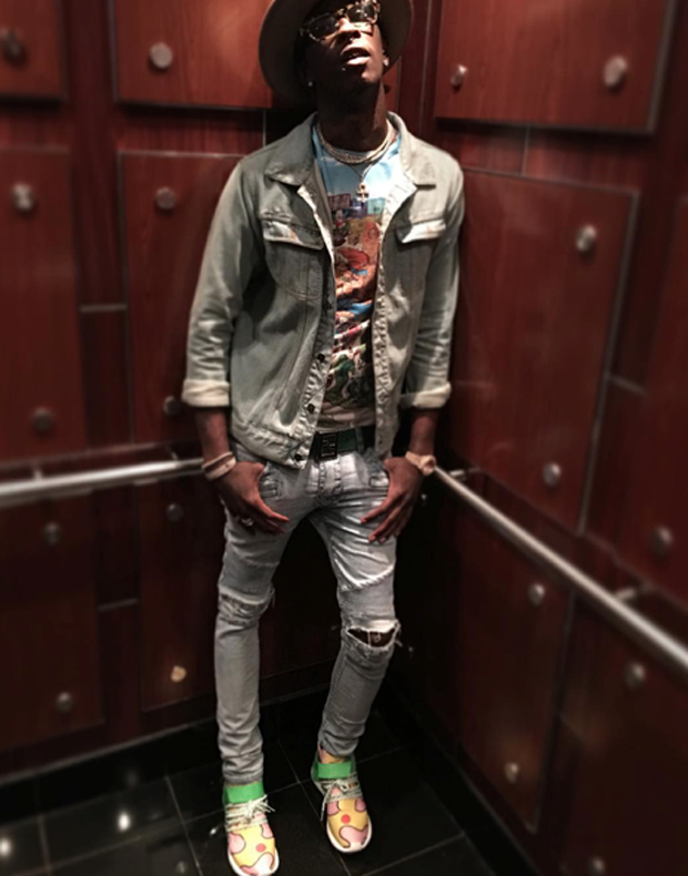 Young Thug in the Jeremy Scott x adidas Tubular