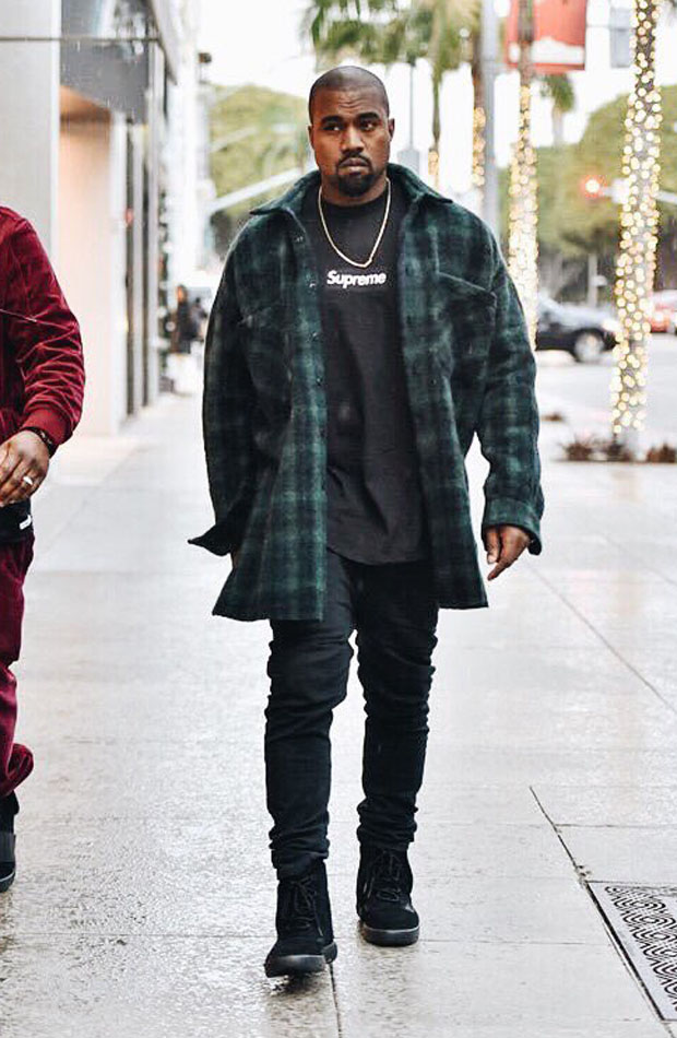 kanye west wearing yeezy 750