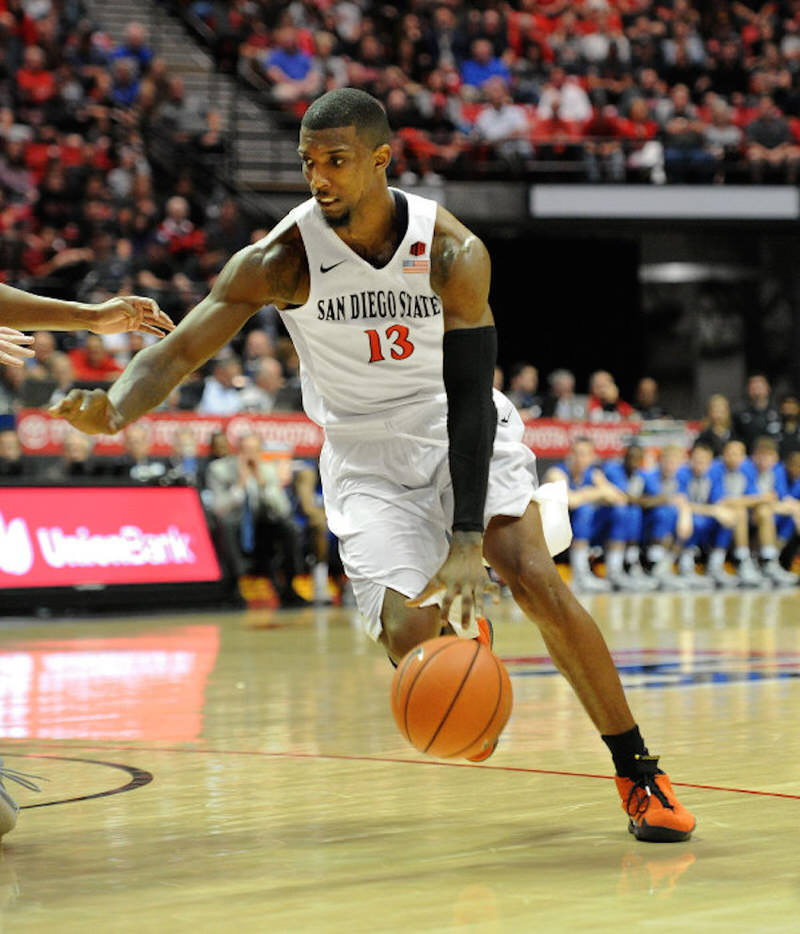 San Diego State's Winston Shepard in the Air Jordan 14 "Ferrari"