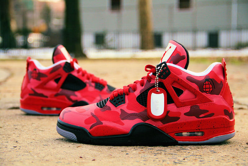 Air Jordan 4 Red Urban Camo Custom - Sneaker Bar Detroit