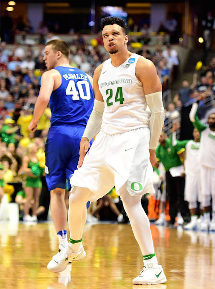 Oregon's Dillion Brooks in an Oregon PE of the Nike KD 8