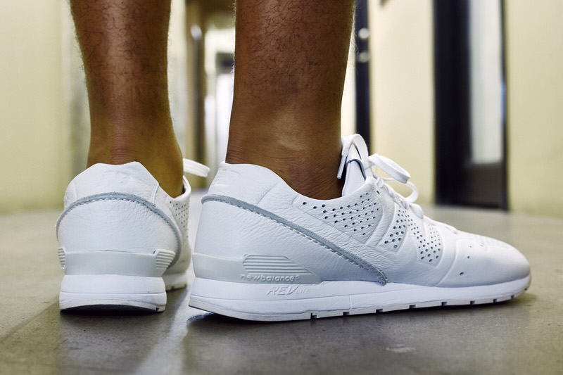 New Balance 696 "Deconstructed Leather" White On-Foot Look