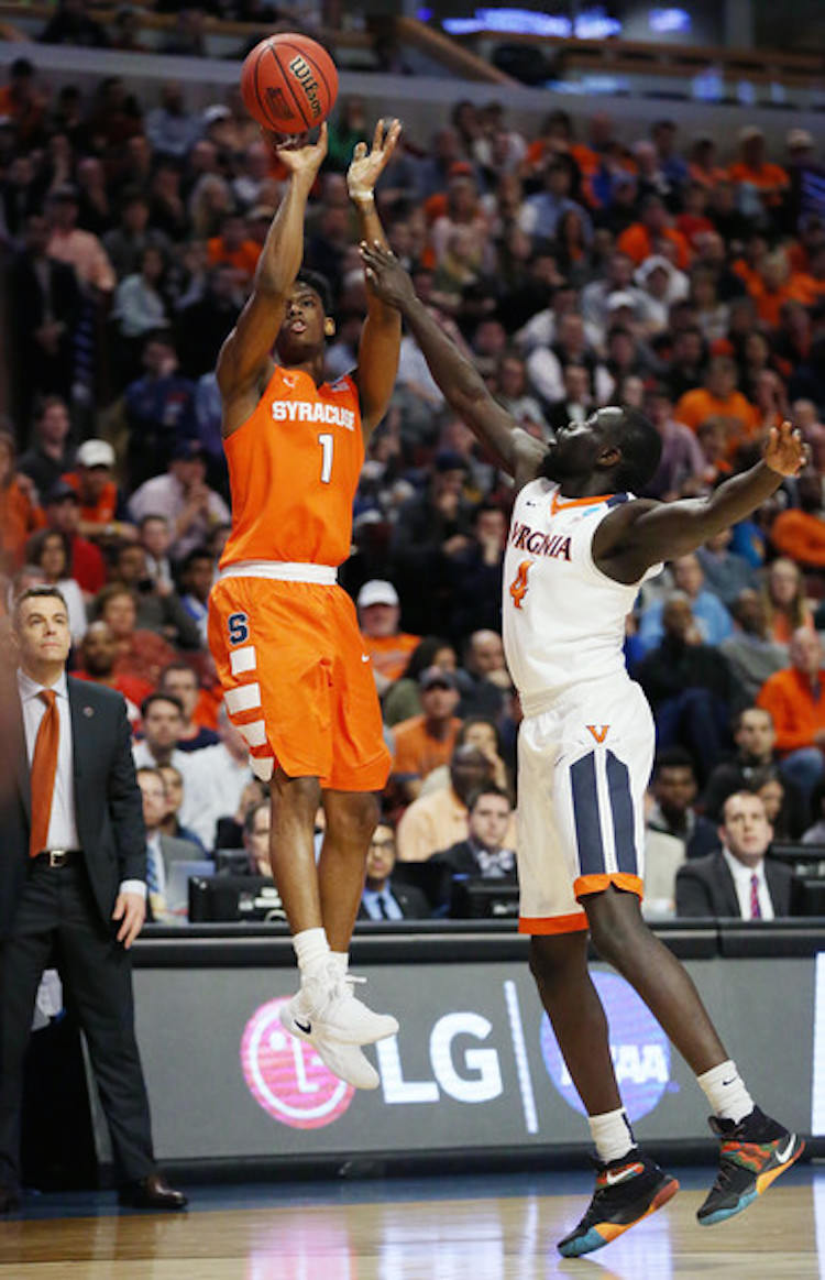 Virginia's Marial Shayok in the Nike Kyrie 2 "BHM"