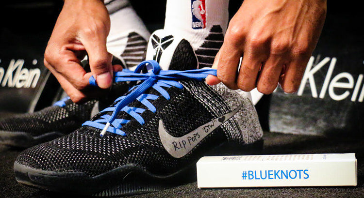 Brooklyn Nets Wear Blue Shoelaces in Honor of Kiel Colon Cancer's Blue Knots Initiative
