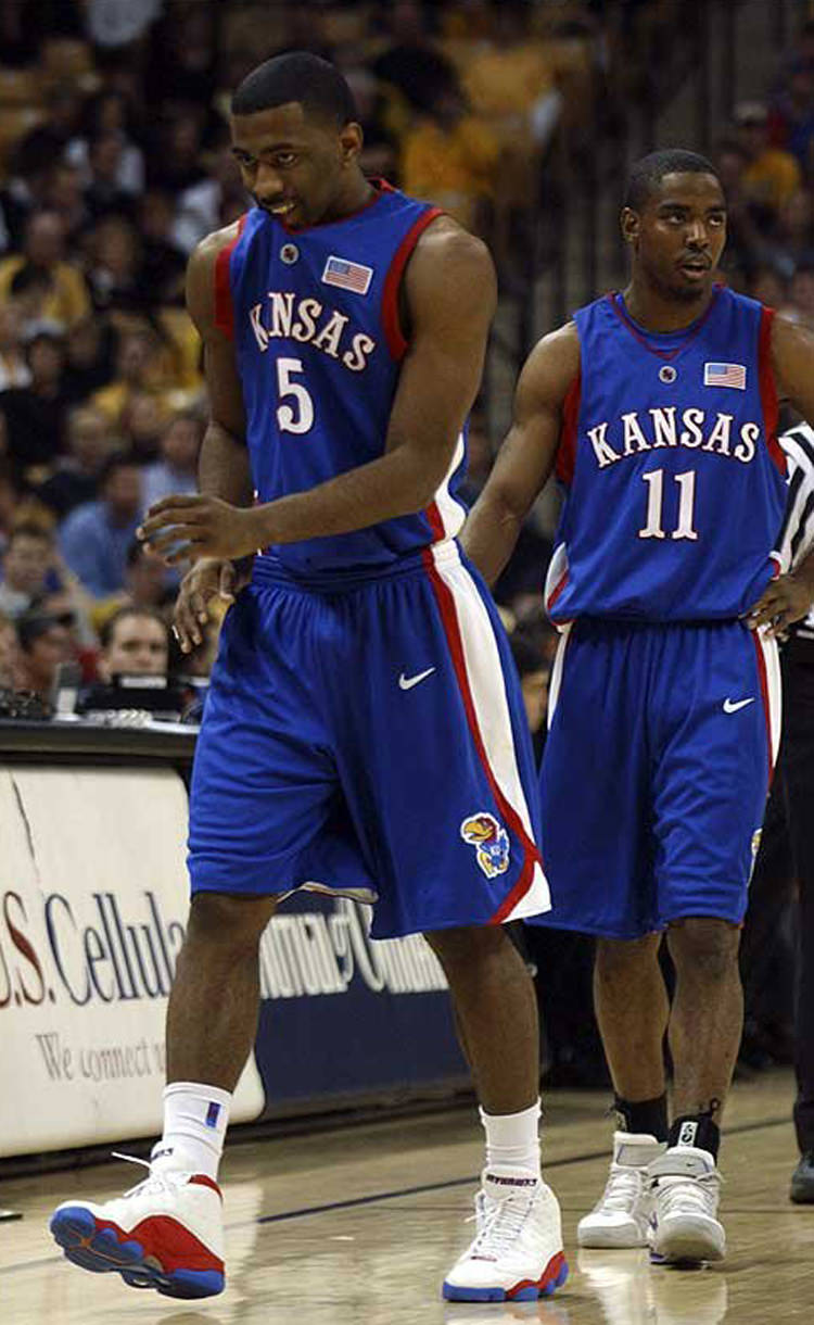 Keith Langford in the Air Jordan 13 Kansas PE