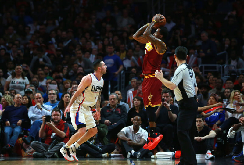 J.J. Redick and J.R. Smith in the Nike Kyrie 1 "Home" and the Nike Kyrie 2 "Inferno," respectively 