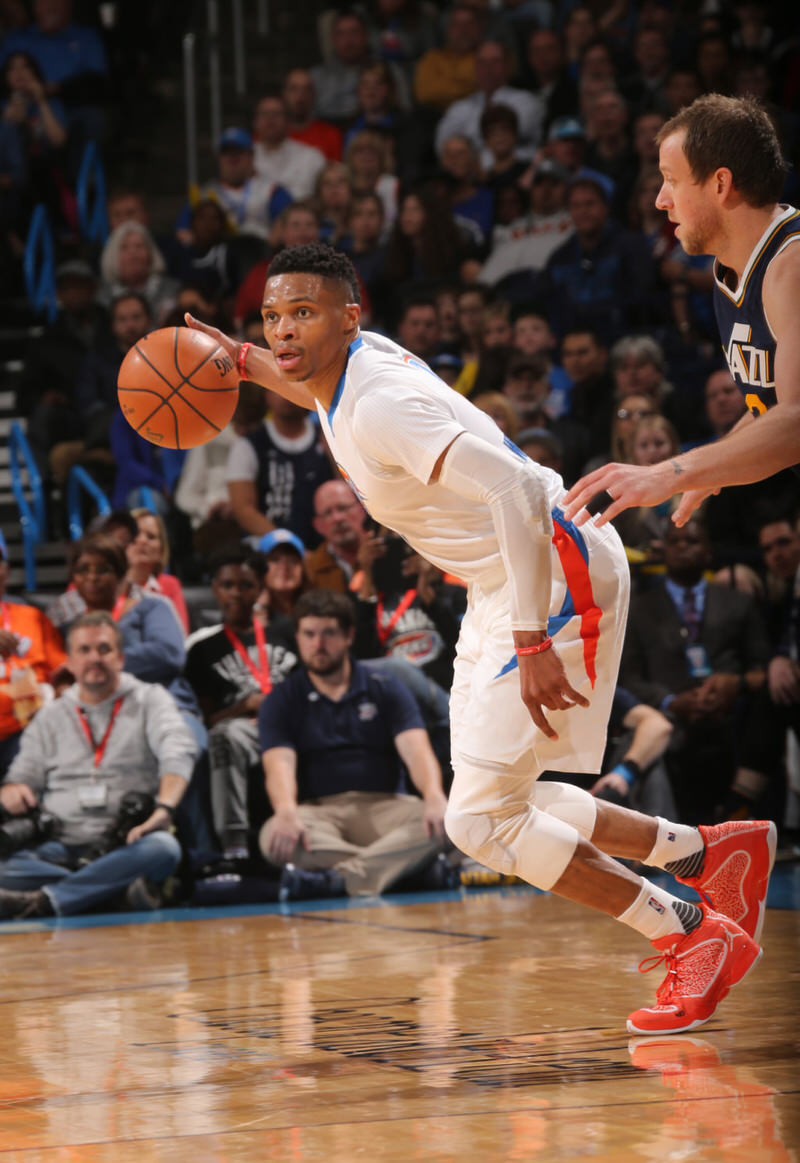 Russell Westbrook wearing an Air Jordan XX9 PE