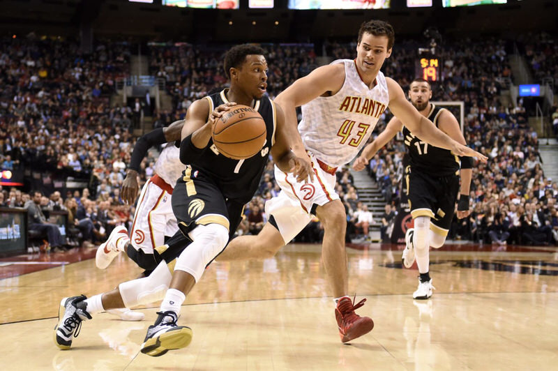 Kyle Lowry driving to the lane in an adidas Crazy Light Boost 2.5 PE