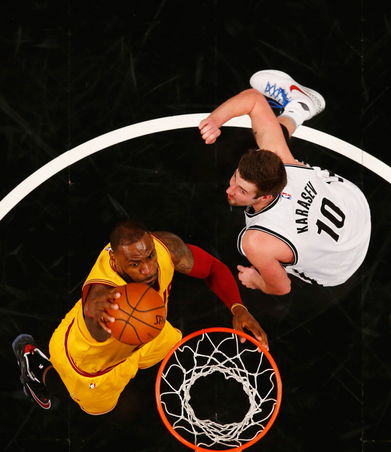 Sergey Karasev sporting Blue Knots in his "Double Nickel" Nike Kyrie 1