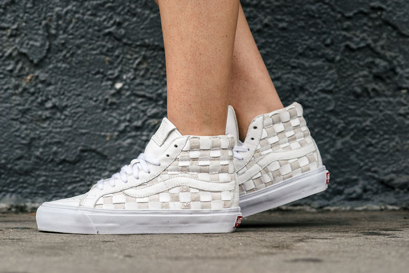 vans sk8 hi checkerboard on feet