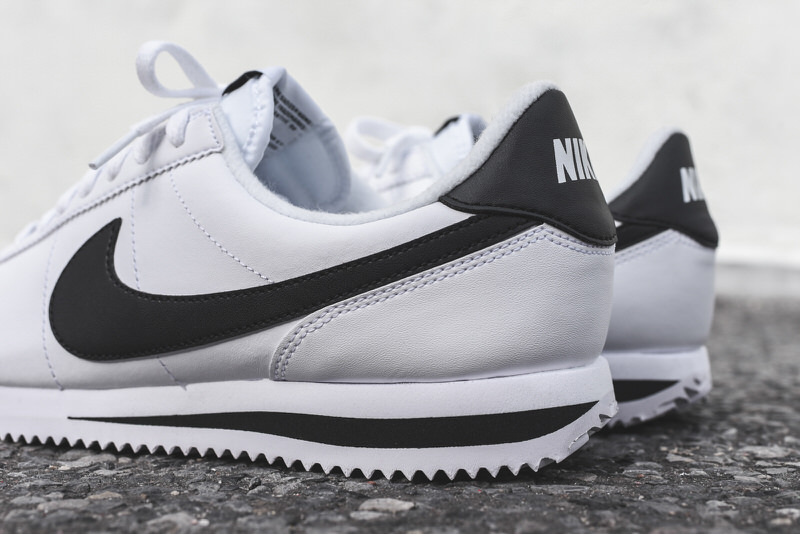 nike cortez white with black swoosh