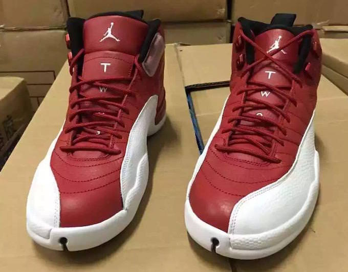 gym red and white jordan 12