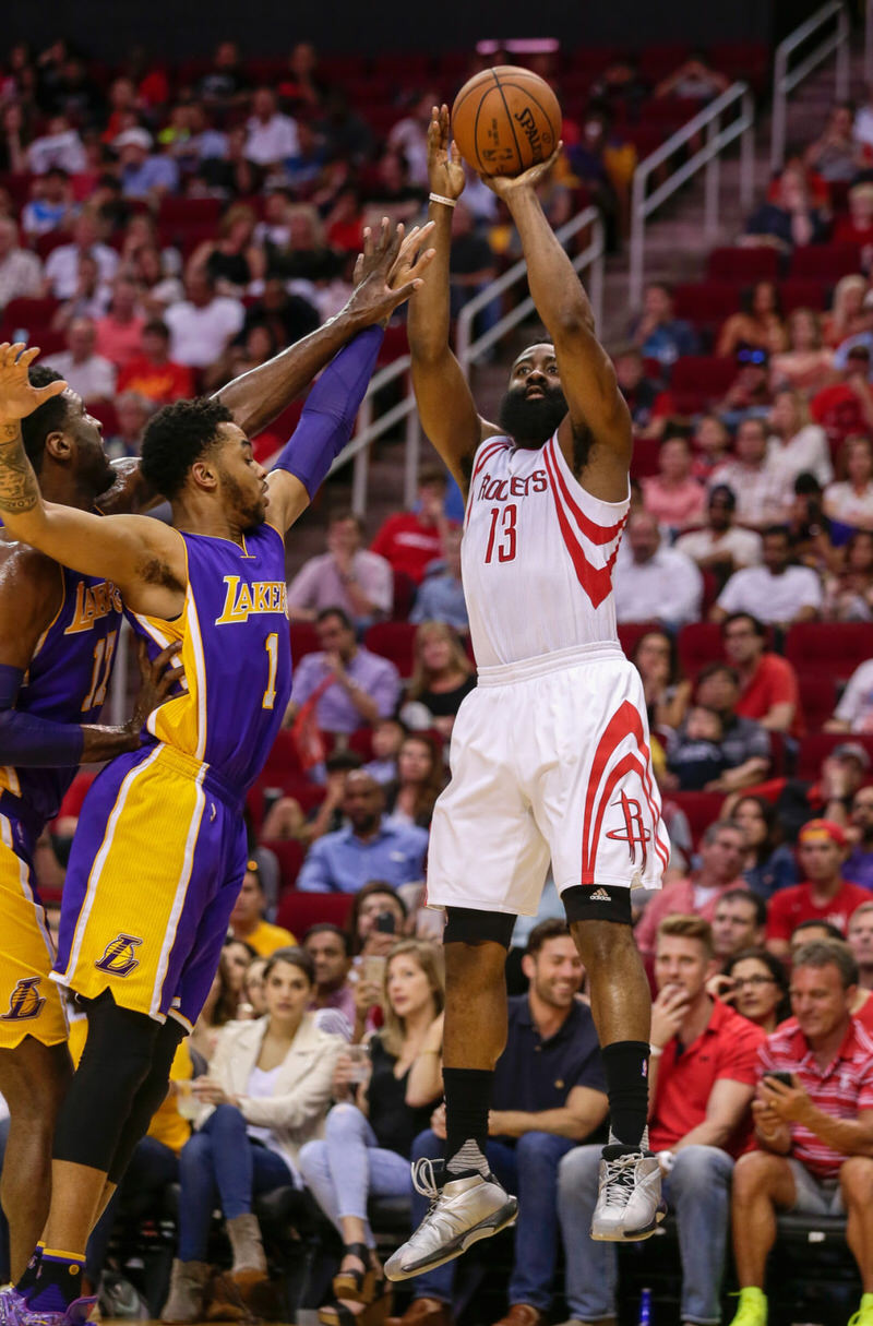 James Harden shooting in the adidas The Kobe