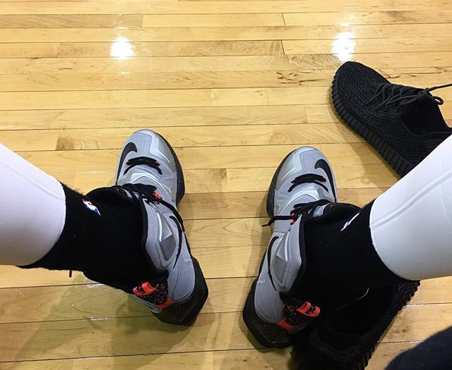 Simmons_Wearing LeBron 13_adidas Yeezy alongside