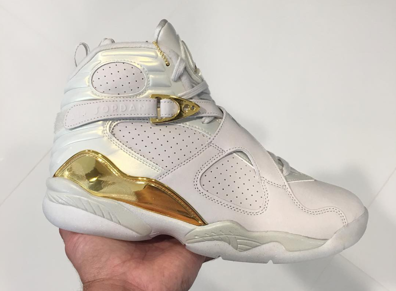 white and gold jordan 8