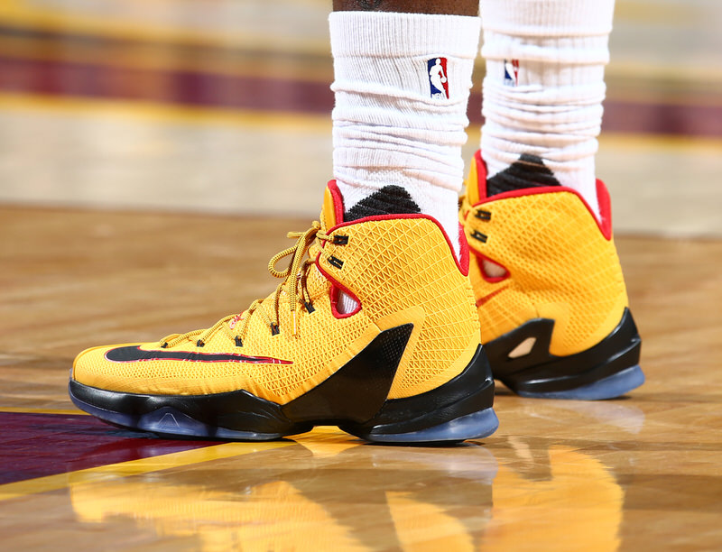 CLEVELAND, OH - MAY 17: The shoes of LeBron James #23 of the Cleveland Cavaliers are seen against the Toronto Raptors in Game One of the Eastern Conference Finals during the 2016 NBA Playoffs on May 17, 2016 at Quicken Loans Arena in Cleveland, Ohio. NOTE TO USER: User expressly acknowledges and agrees that, by downloading and or using this Photograph, user is consenting to the terms and conditions of the Getty Images License Agreement. Mandatory Copyright Notice: Copyright 2016 NBAE (Photo by Nathaniel S. Butler/NBAE via Getty Images)