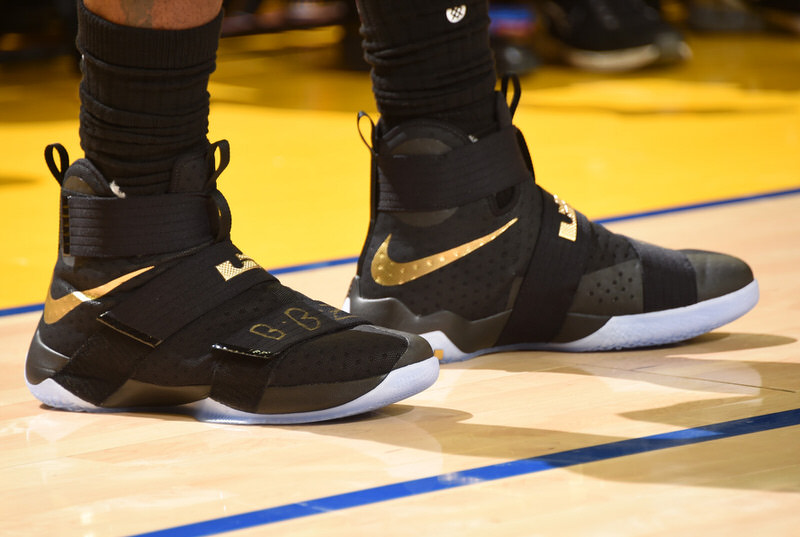 OAKLAND, CA - JUNE 13:  The sneakers of LeBron James #23 of the Cleveland Cavaliers during the game against the Golden State Warriors in Game Five of the 2016 NBA Finals on June 13, 2016 at ORACLE Arena in Oakland, California. NOTE TO USER: User expressly acknowledges and agrees that, by downloading and/or using this Photograph, user is consenting to the terms and conditions of the Getty Images License Agreement. Mandatory Copyright Notice: Copyright 2016 NBAE (Photo by Andrew D. Bernstein/NBAE via Getty Images)