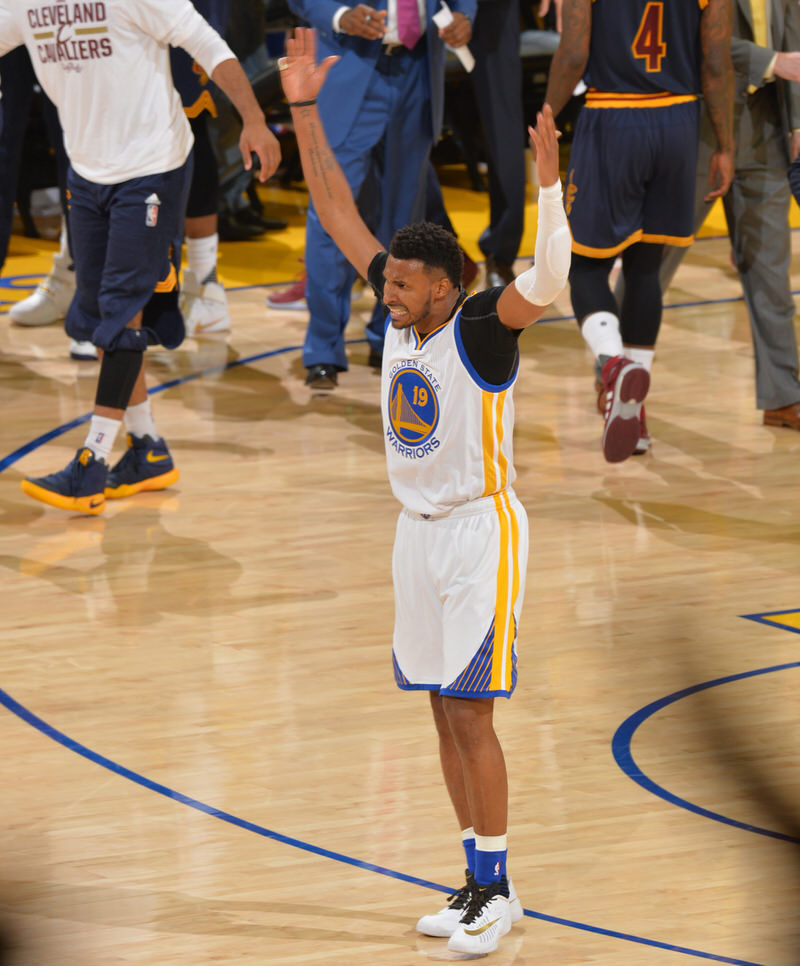 OAKLAND, CA - JUNE 2:  Leandro Barbosa #19 of the Golden State Warriors gets fired up against the Cleveland Cavaliers during the 2016 NBA Finals Game One on June 2, 2016 at ORACLE Arena in Oakland, California. NOTE TO USER: User expressly acknowledges and agrees that, by downloading and or using this photograph, User is consenting to the terms and conditions of the Getty Images License Agreement. Mandatory Copyright Notice: Copyright 2016 NBAE (Photo by Jesse D. Garrabrant/NBAE via Getty Images)