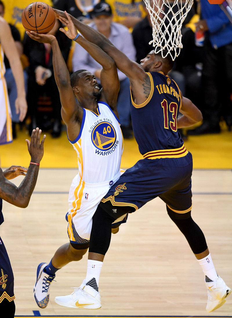 OAKLAND, CA - JUNE 02:  Harrison Barnes #40 of the Golden State Warriors goes up for a shot against Tristan Thompson #13 of the Cleveland Cavalieris in the first half in Game 1 of the 2016 NBA Finals at ORACLE Arena on June 2, 2016 in Oakland, California. NOTE TO USER: User expressly acknowledges and agrees that, by downloading and or using this photograph, User is consenting to the terms and conditions of the Getty Images License Agreement.  (Photo by Thearon W. Henderson/Getty Images)