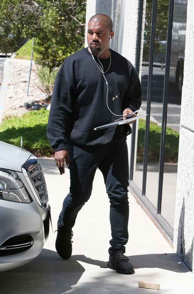 Kanye West in the adidas Yeezy Boost 350 "Pirate Black"