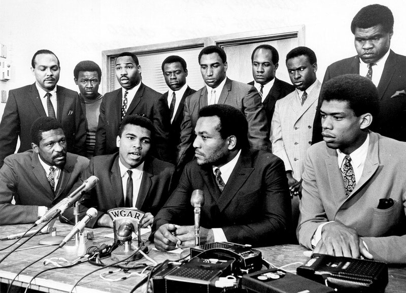 Bill Russell, Muhammad Ali, Jim Brown and Kareem Adbul Jabbar (then Lew Alcindor) via: Getty Images 