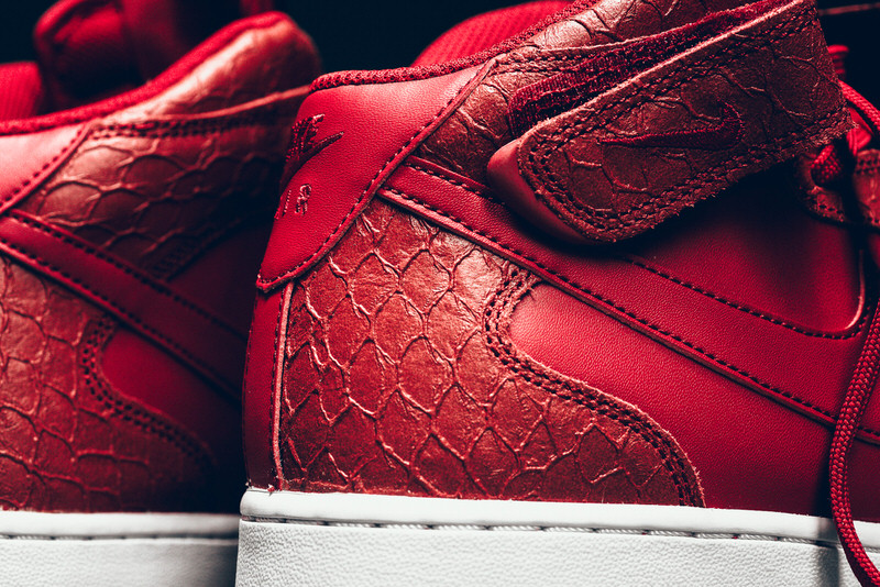 NIKE AIR FORCE 1 MID (RED SUEDE/BLACK PYTHON) - Sneaker Freaker