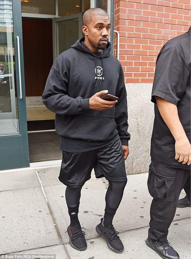 Kanye West Steps Out in Black/Red 
