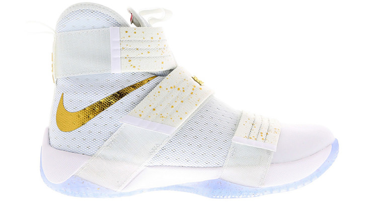 White nike basketball shoes with gold swoosh cheap
