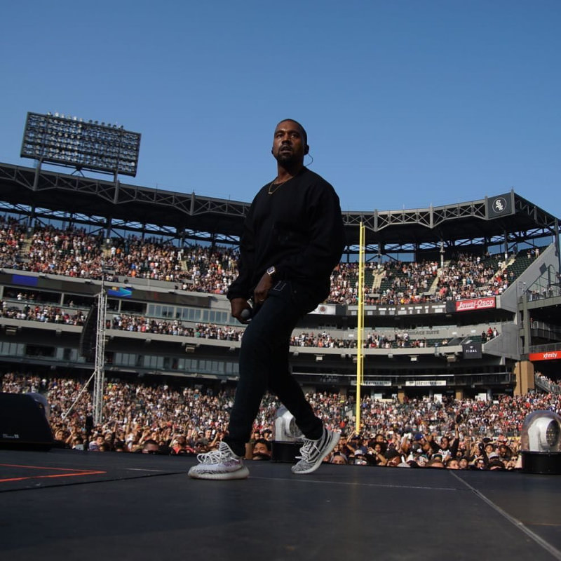 Kanye West wearing unreleased adidas Yeezy Boost V2 White/Black