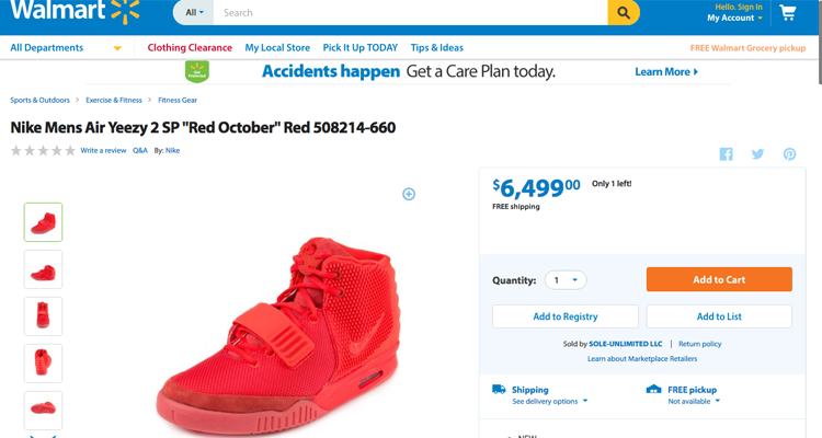 Nike Air Yeezy 2 "Red October" Currently For Sale at Walmart