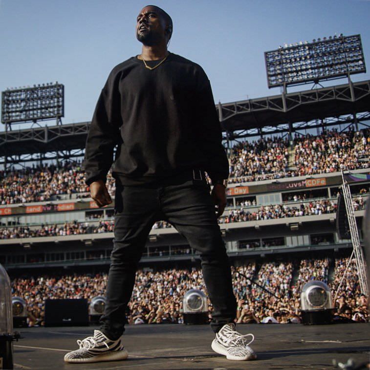 Kanye West wearing unreleased adidas Yeezy Boost V2 White/Black